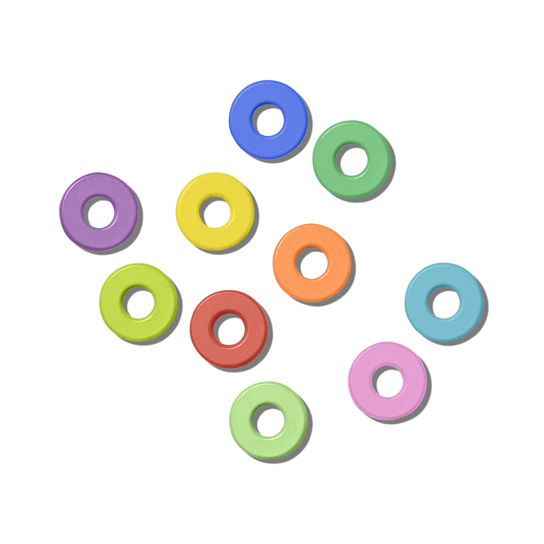 Wooden Stack & Slot Rings (Set of 10)